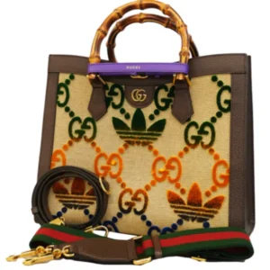 グッチ GGスプリーム バンブー ハンドバッグ キャンバス レザー