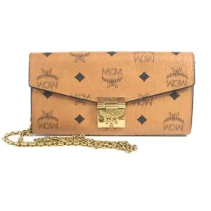 MCM チェーンウォレット レザー キャメル チェーンショルダー