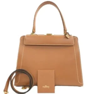 デルヴォー ハンドバッグ レザー ブラウン