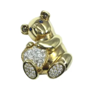 ギメル K18/Pt950 ダイヤ・サファイア ブローチ D1.152・S0.092ct