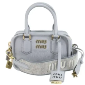 ミュウミュウ ハンドバッグ レザー ライトブルー