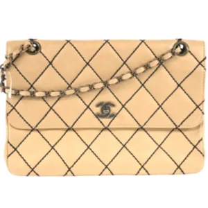 シャネル ワイルドステッチ チェーンショルダーバッグ ラムスキン