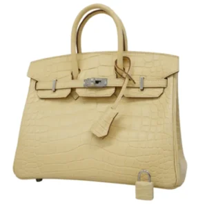エルメス バーキン25 ハンドバッグ アリゲーターマット W刻印 シルバー金具
