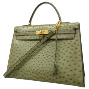 エルメス ケリー35 ハンドバッグ オーストリッチ ○S刻印 ゴールド金具