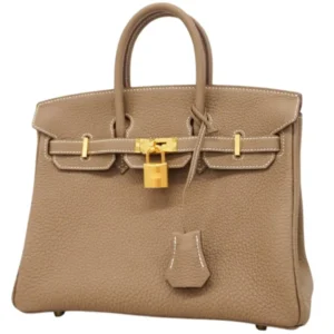 エルメス バーキン25 ハンドバッグ レザー W刻印 グレージュ ゴールド金具