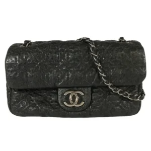 シャネル カメリア チェーンショルダーバッグ レザー