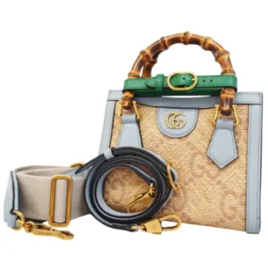 グッチ バンブー GGマーモント ハンドバッグ レザー ラフィア