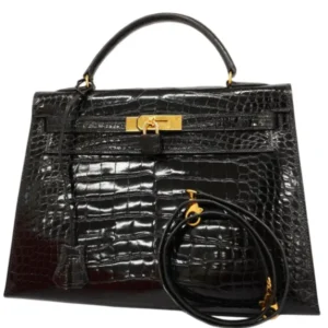エルメス ケリー32 ハンドバッグ クロコダイル 〇U刻印 ゴールド金具