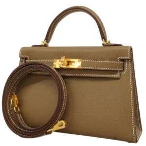 エルメス ミニケリー2 ハンドバッグ レザー W刻印 ゴールド金具