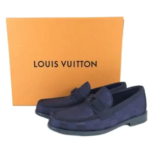 ルイ・ヴィトン スリッポン ファブリック ブルー サイズ6/メンズ