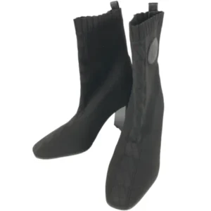 エルメス ブーツ ファブリック レザー ブラック