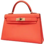 エルメス ミニケリー2 ハンドバッグ レザー ピンク×シルバー金具 X刻印