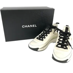 シャネル スニーカー レザー ファブリック