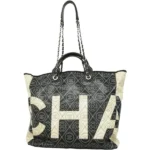 シャネル カメリア トートバッグ コーティングキャンバス ツートンカラー