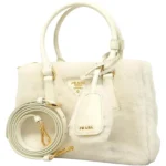 プラダ サフィアーノ ガレリア シアリング ハンドバッグ レザー シープファー