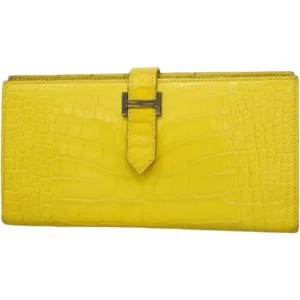 エルメス ベアンスフレ 財布 アリゲーター B刻印 シルバー金具