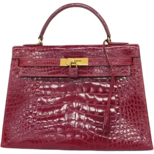 エルメス ケリー32 ハンドバッグ アリゲーター ○J刻印 ゴールド金具