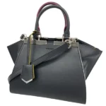 フェンディ トロワジュール ハンドバッグ レザー ブラック