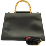 グッチ バンブー ニムフェア ハンドバッグ レザー ブラック