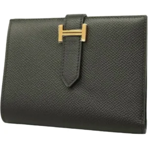 エルメス ベアンコンパクト 財布 レザー C刻印 ゴールド金具