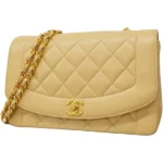 シャネル ダイアナ チェーンショルダーバッグ ラムスキン ベージュ