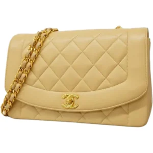 シャネル ダイアナ チェーンショルダーバッグ ラムスキン ベージュ