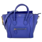 セリーヌ ラゲージナノショッパー ハンドバッグ レザー ブルー