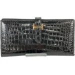 エルメス ベアンスフレ 財布 クロコダイル O刻印 ゴールド金具