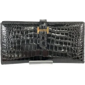 エルメス ベアンスフレ 財布 クロコダイル O刻印 ゴールド金具