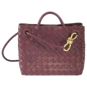 ボッテガ・ヴェネタ イントレチャート ハンドバッグ レザー ボルドー