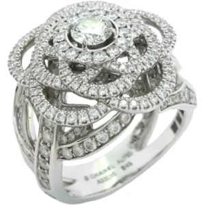 シャネル カメリア パヴェ リング Au750