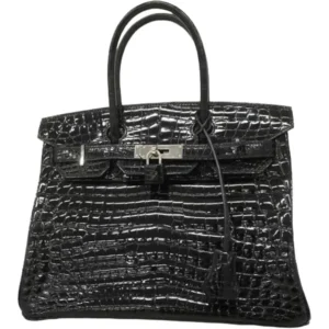 エルメス バーキン30 ハンドバッグ クロコダイルレザー □K刻印 シルバー金具