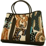 エルメス ガーデンパーティPM ハンドバッグ キャンバス W刻印 シルバー金具