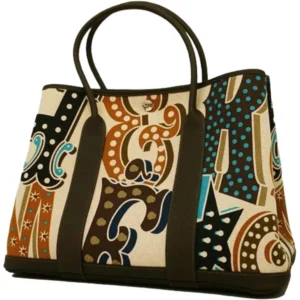 エルメス ガーデンパーティPM ハンドバッグ キャンバス W刻印 シルバー金具