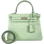 エルメス ケリー25 ハンドバッグ アリゲーター W刻印 シルバー金具
