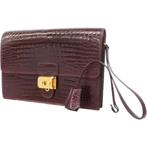 エルメス ポシェットジェット クラッチバッグ クロコダイル ○P刻印 ゴールド金具