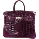 エルメス バーキン25 ハンドバッグ クロコダイル □R刻印 シルバー金具