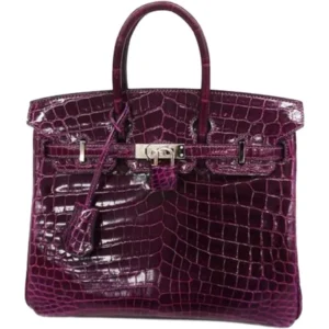 エルメス バーキン25 ハンドバッグ クロコダイル □R刻印 シルバー金具