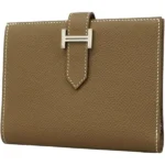 エルメス ベアンコンパクト 財布 レザー B刻印 シルバー金具