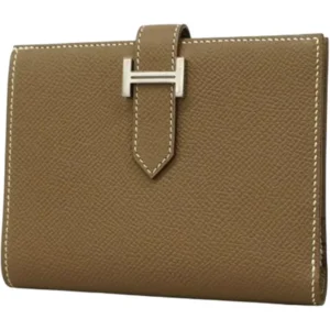 エルメス ベアンコンパクト 財布 レザー B刻印 シルバー金具