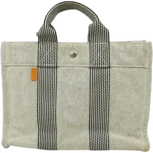 エルメス ニューフールトゥPM ハンドバッグ キャンバス シルバー金具