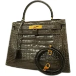 エルメス ケリー28 ハンドバッグ アリゲーター ○W刻印 ゴールド金具
