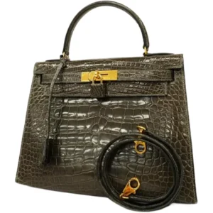 エルメス ケリー28 ハンドバッグ アリゲーター ○W刻印 ゴールド金具