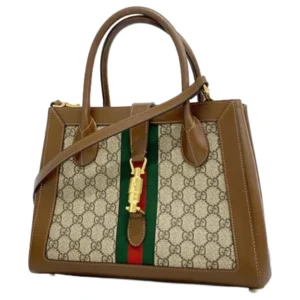 グッチ GGスプリーム ニュージャッキー シェリーライン ハンドバッグ PVC レザー