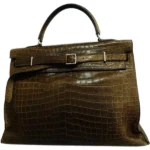 エルメス ケリーフラット35 ハンドバッグ クロコダイル □L刻印 シルバー金具