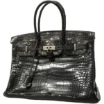 エルメス バーキン35 ハンドバッグ クロコダイルポロサス □J刻印 シルバー金具