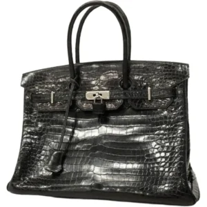 エルメス バーキン35 ハンドバッグ クロコダイルポロサス □J刻印 シルバー金具