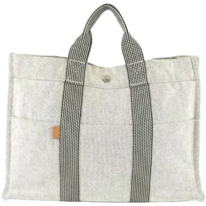 エルメス ニューフールトゥMM トートバッグ キャンバス シルバー金具