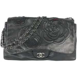 シャネル カメリア チェーンショルダーバッグ ラムスキン