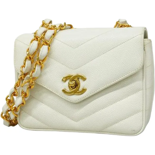 シャネル Vステッチ チェーンショルダーバッグ キャビアスキン